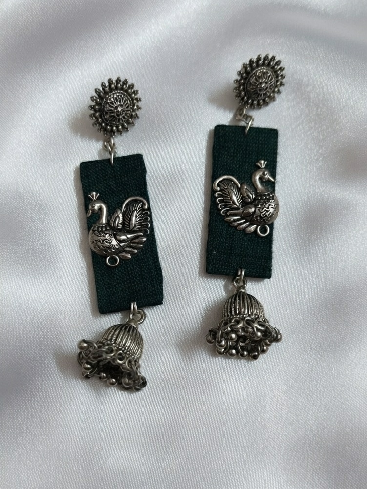 Peacock Motif Statement Earrings