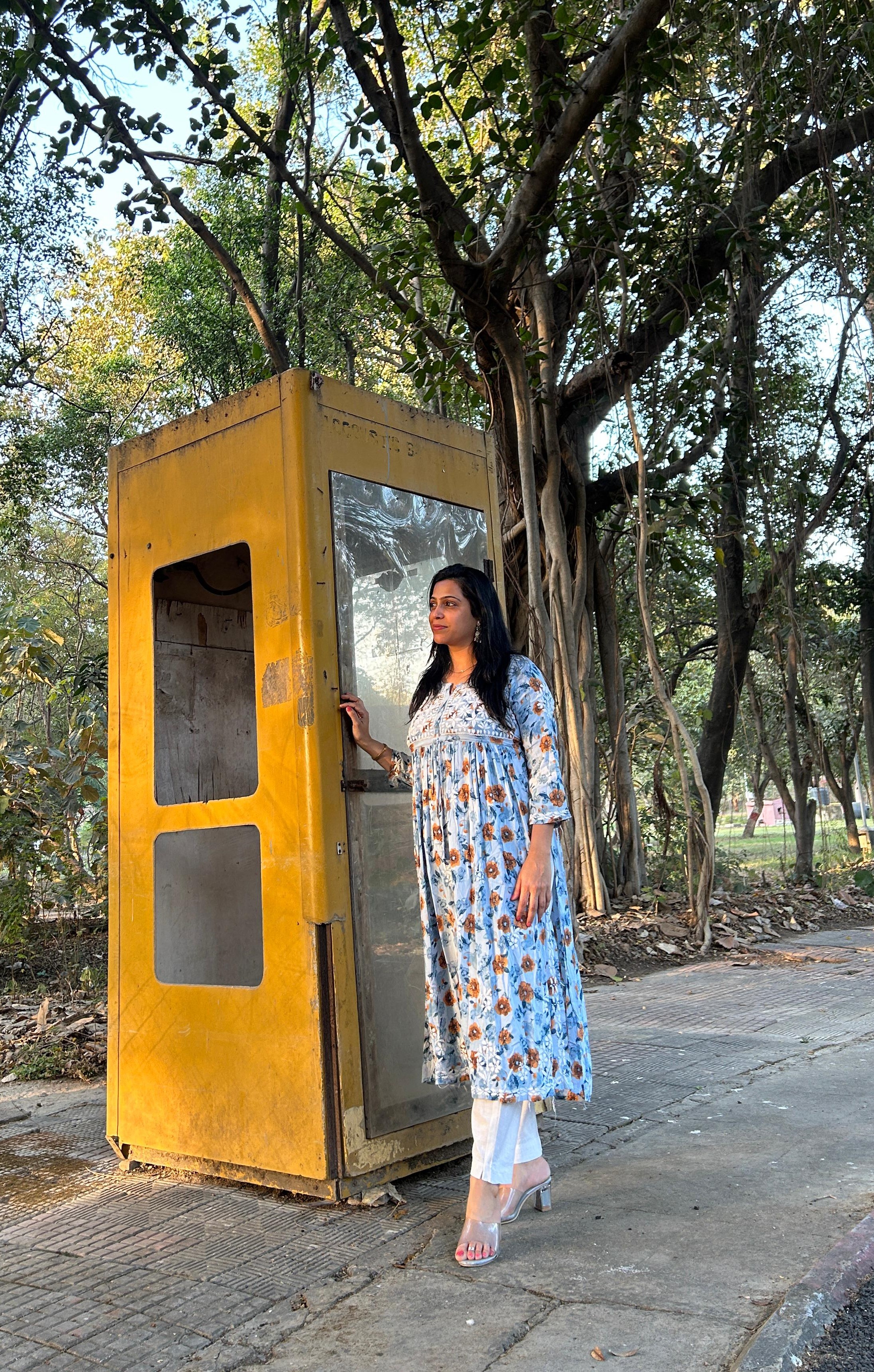 A Line Cut Chikankari Kurti With Adjustable Strap