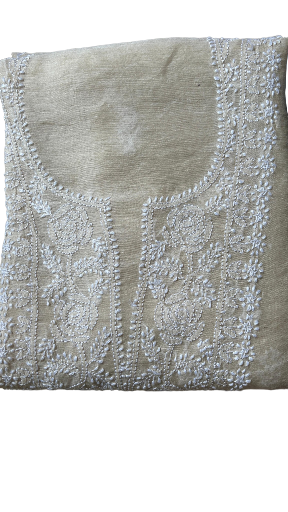 Beige Embroidered unstitched Kurta Set