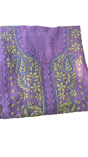 Lavender Embroidered unstitched Kurta Set
