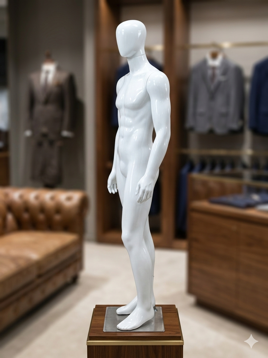 Manequim Masculino Atlético Branco Brilho