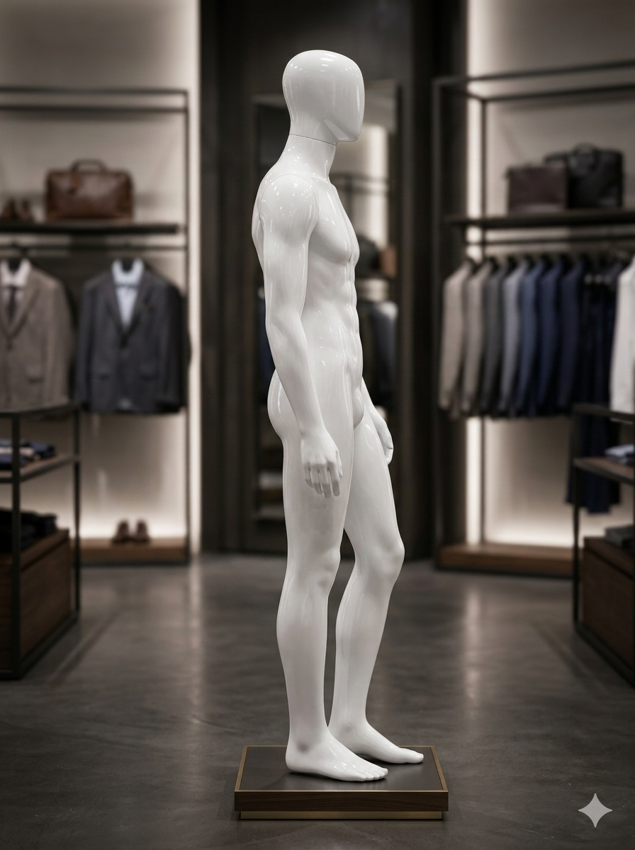 Manequim Masculino Atlético Branco Brilho