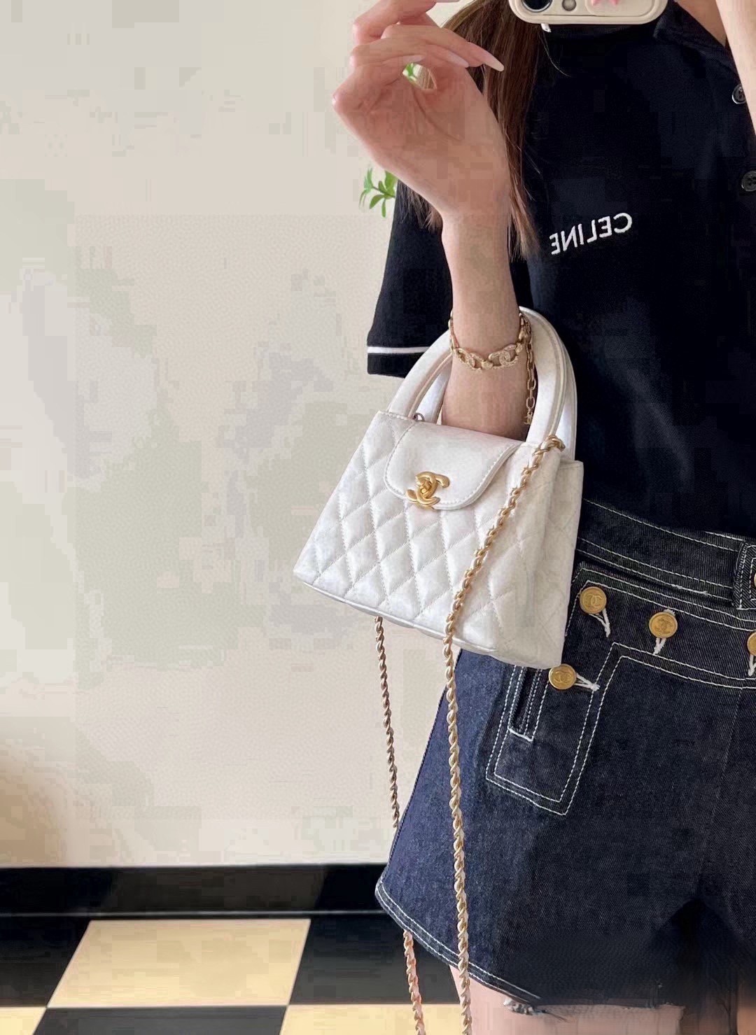 Chanel Mini Kelly White [504037]