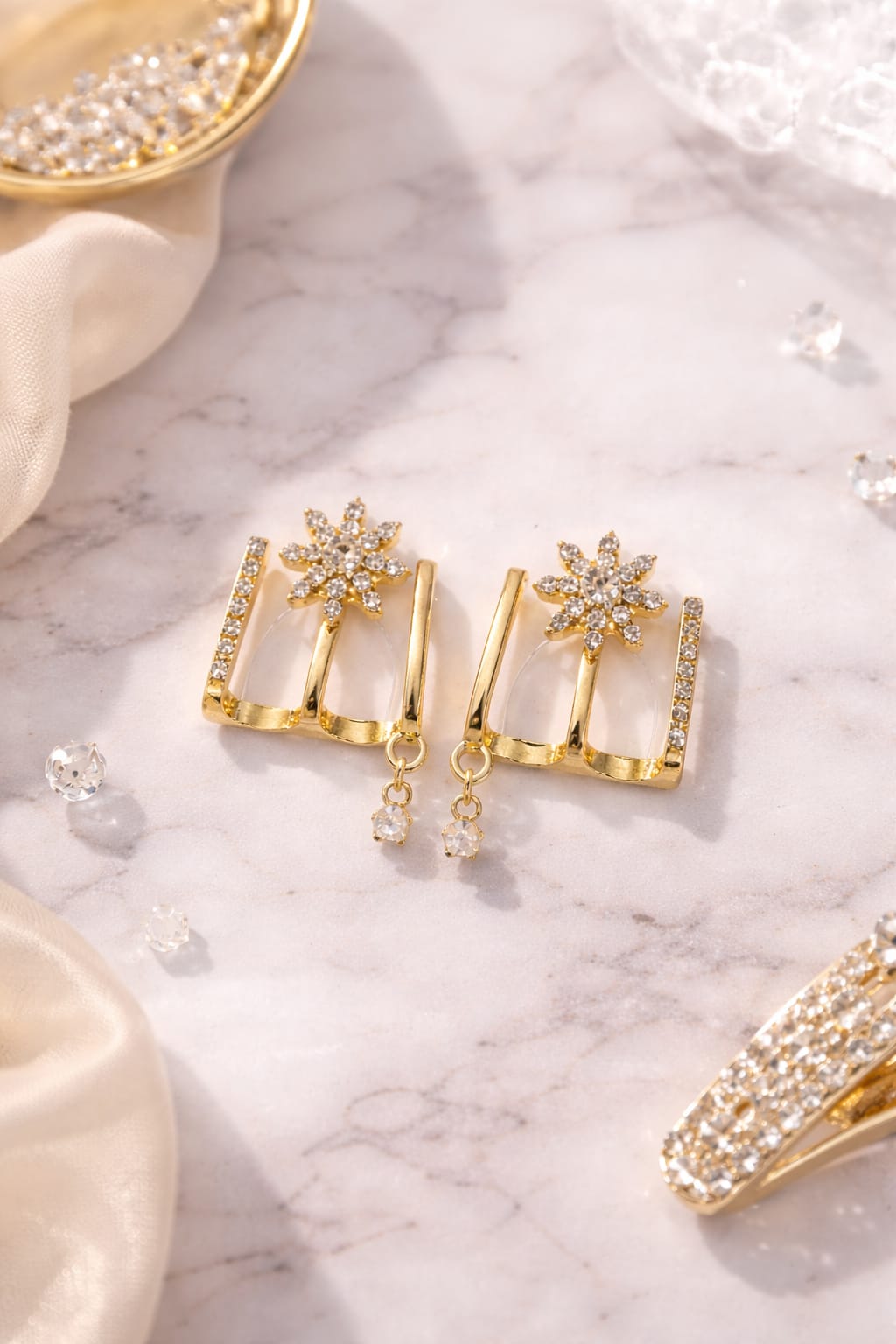 Floral Star Gold Earrings