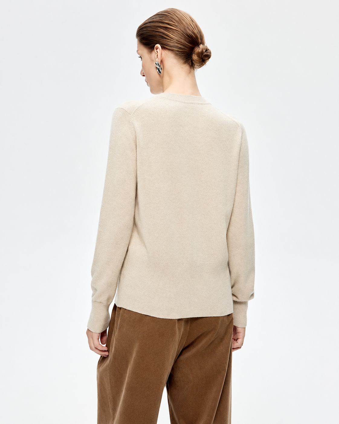 100% Pure Cashmere Relaxed Pullover | Organic Undyed Beige