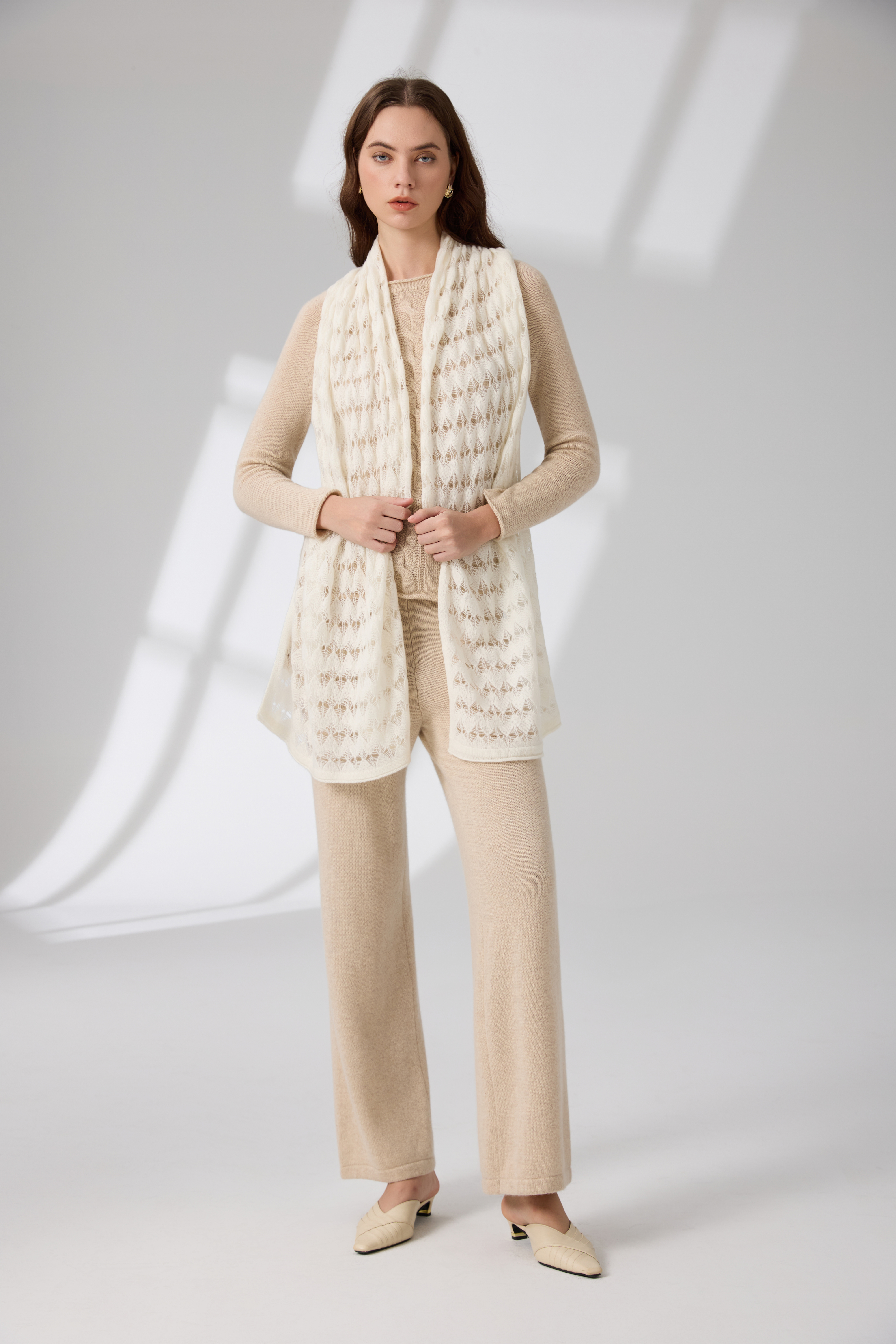 100% Pure Cashmere Openwork Scarf Shawl