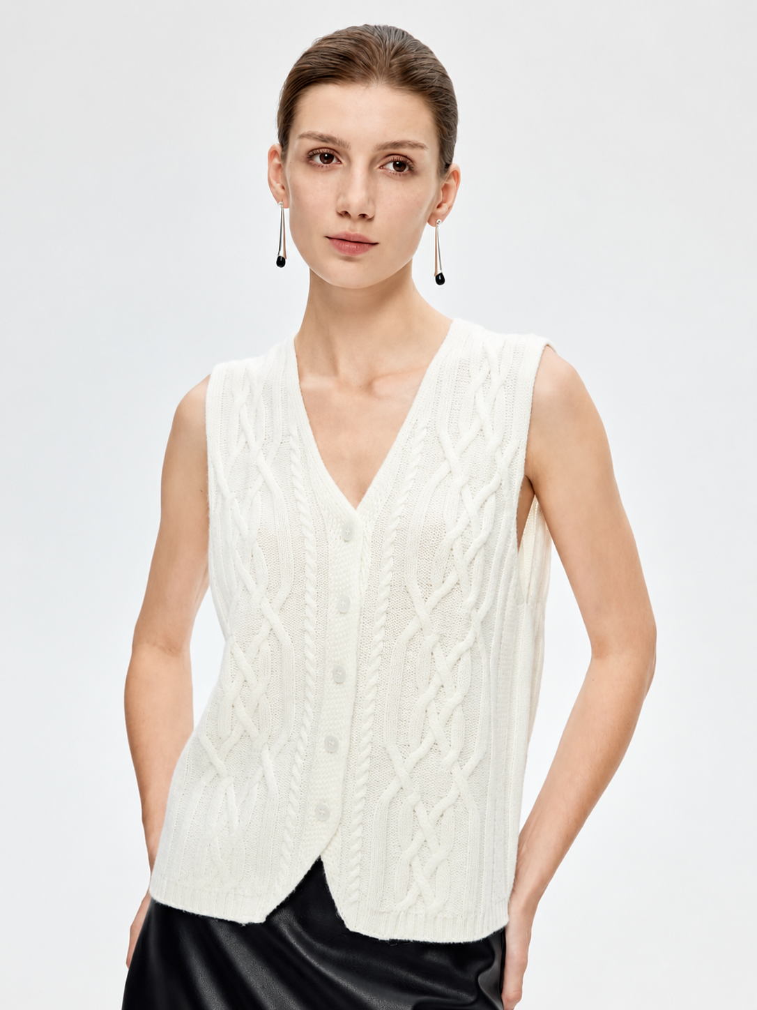100% Pure Cashmere Cable Knit Vest | Thickened V-Neck Old Money Style