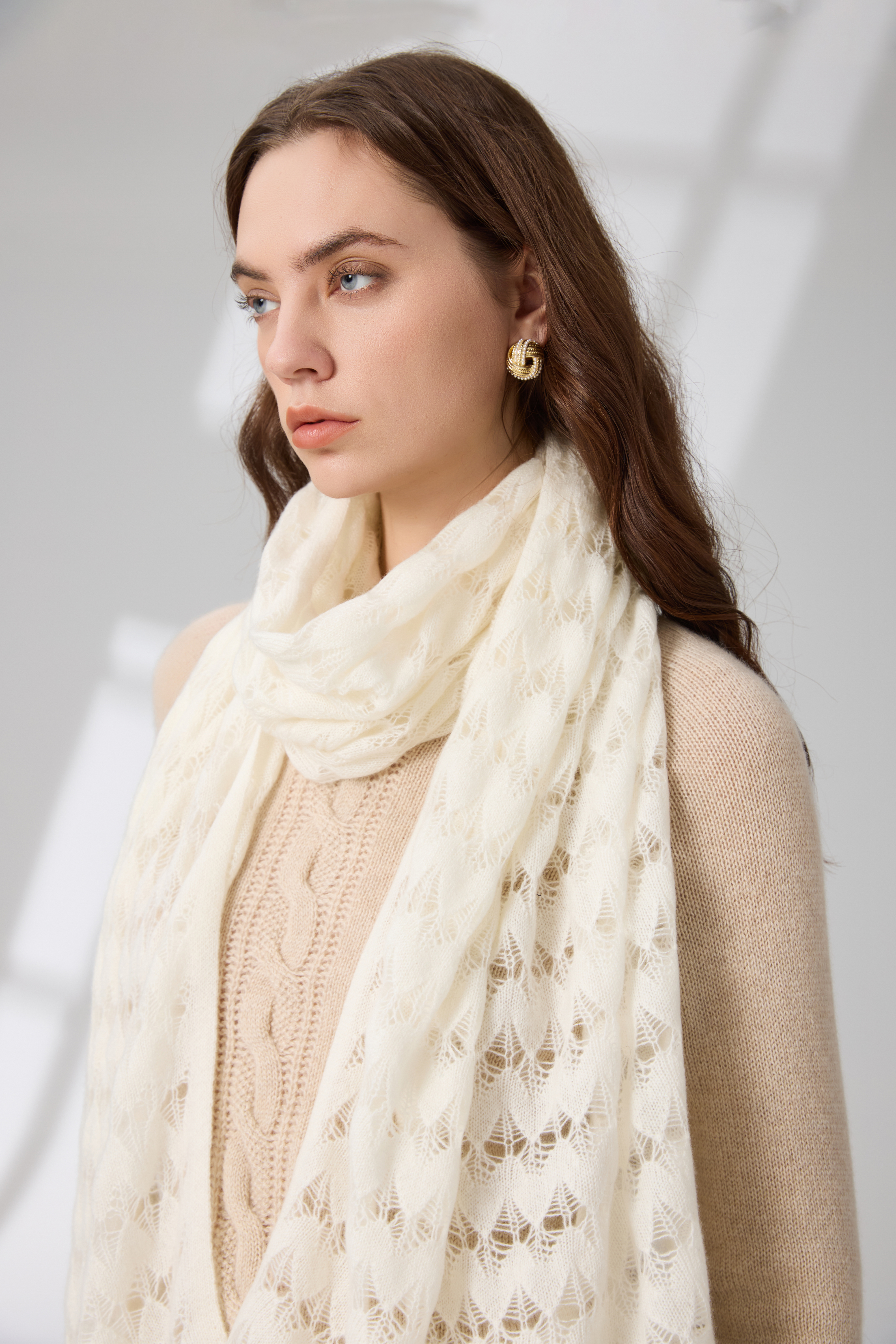 100% Pure Cashmere Openwork Scarf Shawl