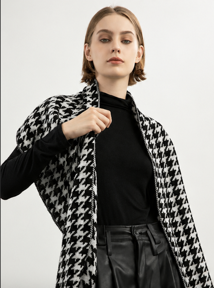 100% Pure Cashmere Houndstooth Scarf