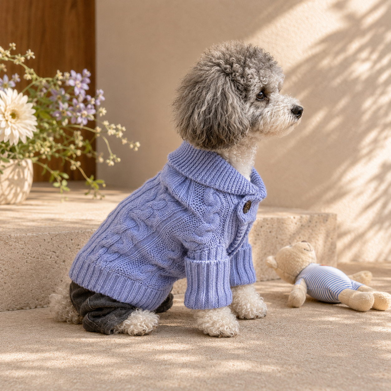 100% Pure Cashmere Cable Knit Dog Sweater