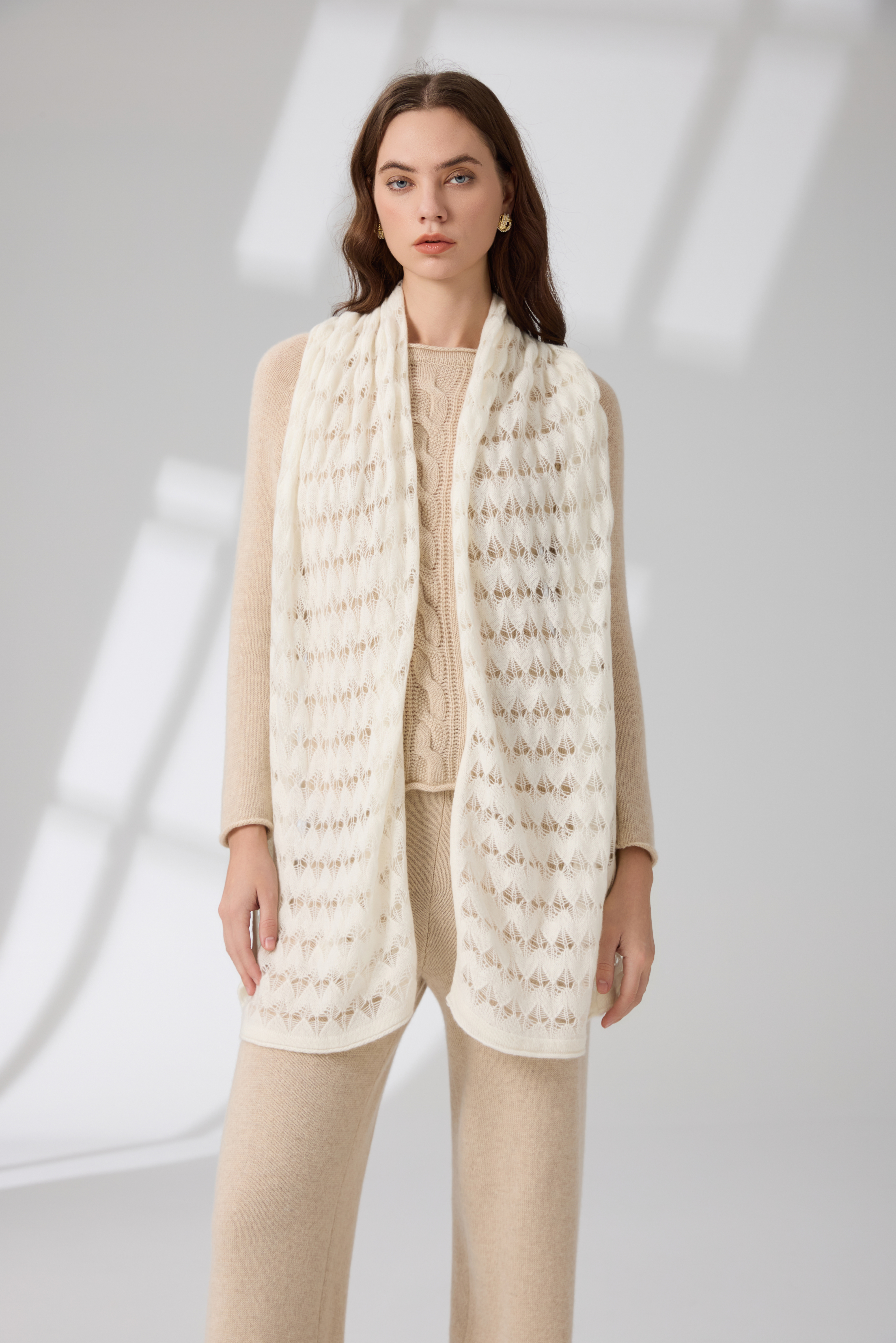 100% Pure Cashmere Openwork Scarf Shawl