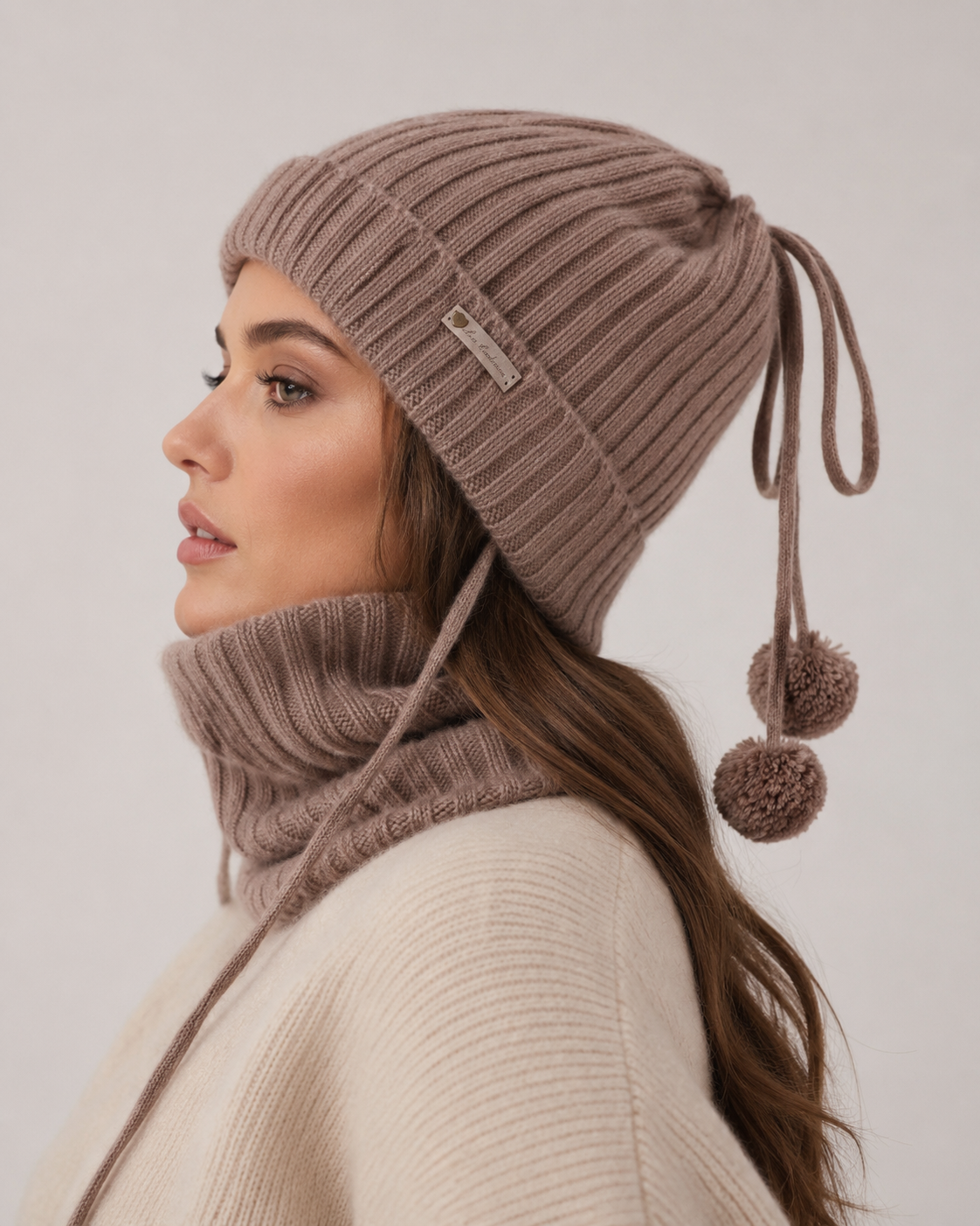 100% Pure Cashmere Multi-Way Ribbed Beanie Neck Warmer