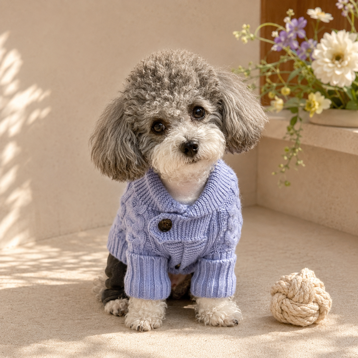 100% Pure Cashmere Cable Knit Dog Sweater
