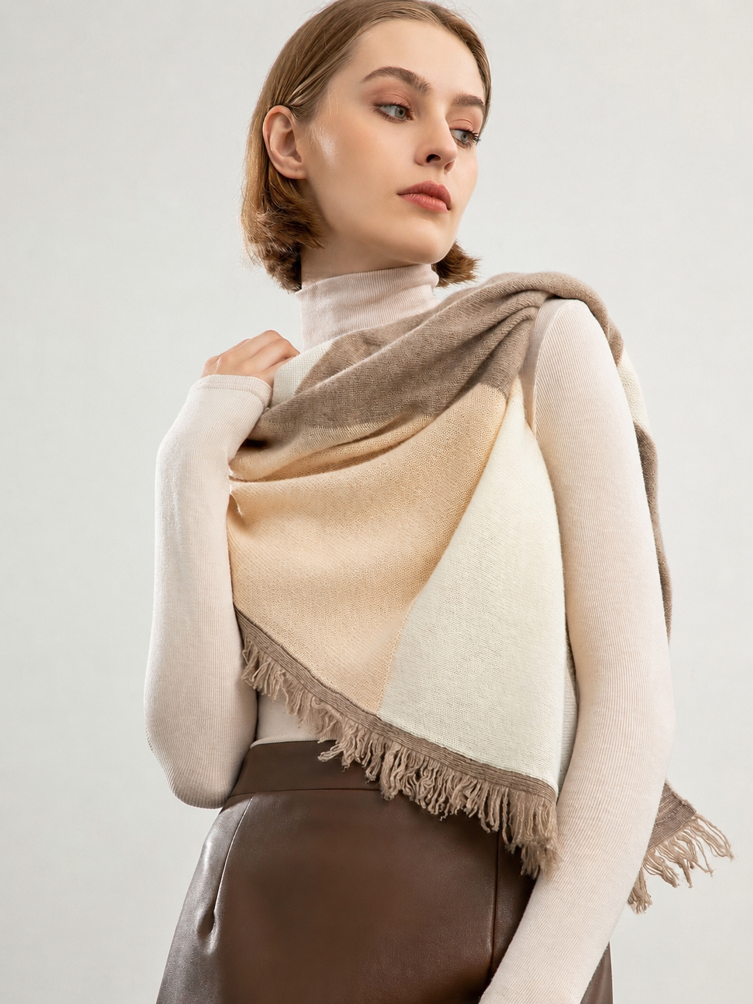100% Pure Cashmere Colour Block Shawl Scarf