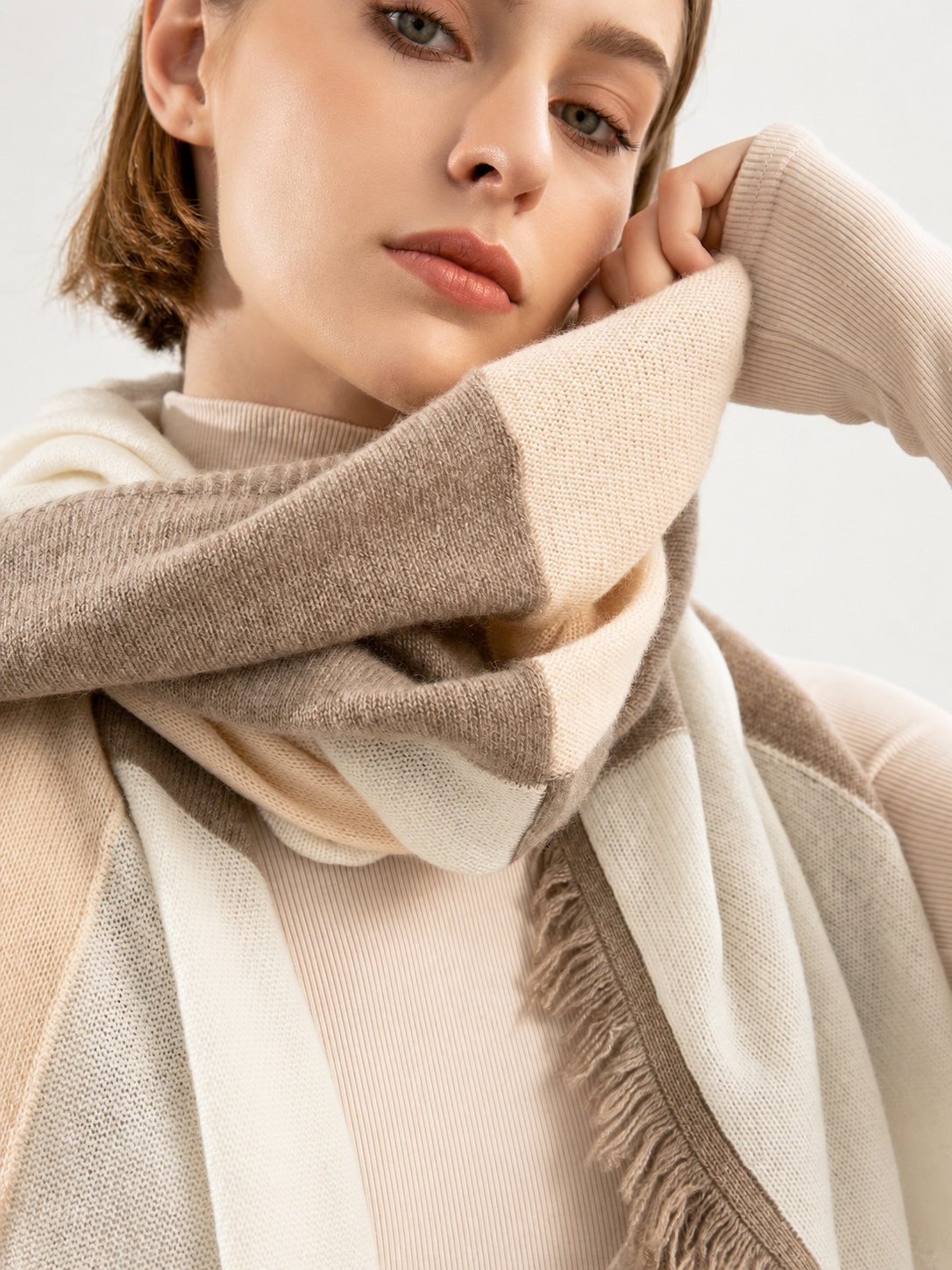 100% Pure Cashmere Colour Block Shawl Scarf