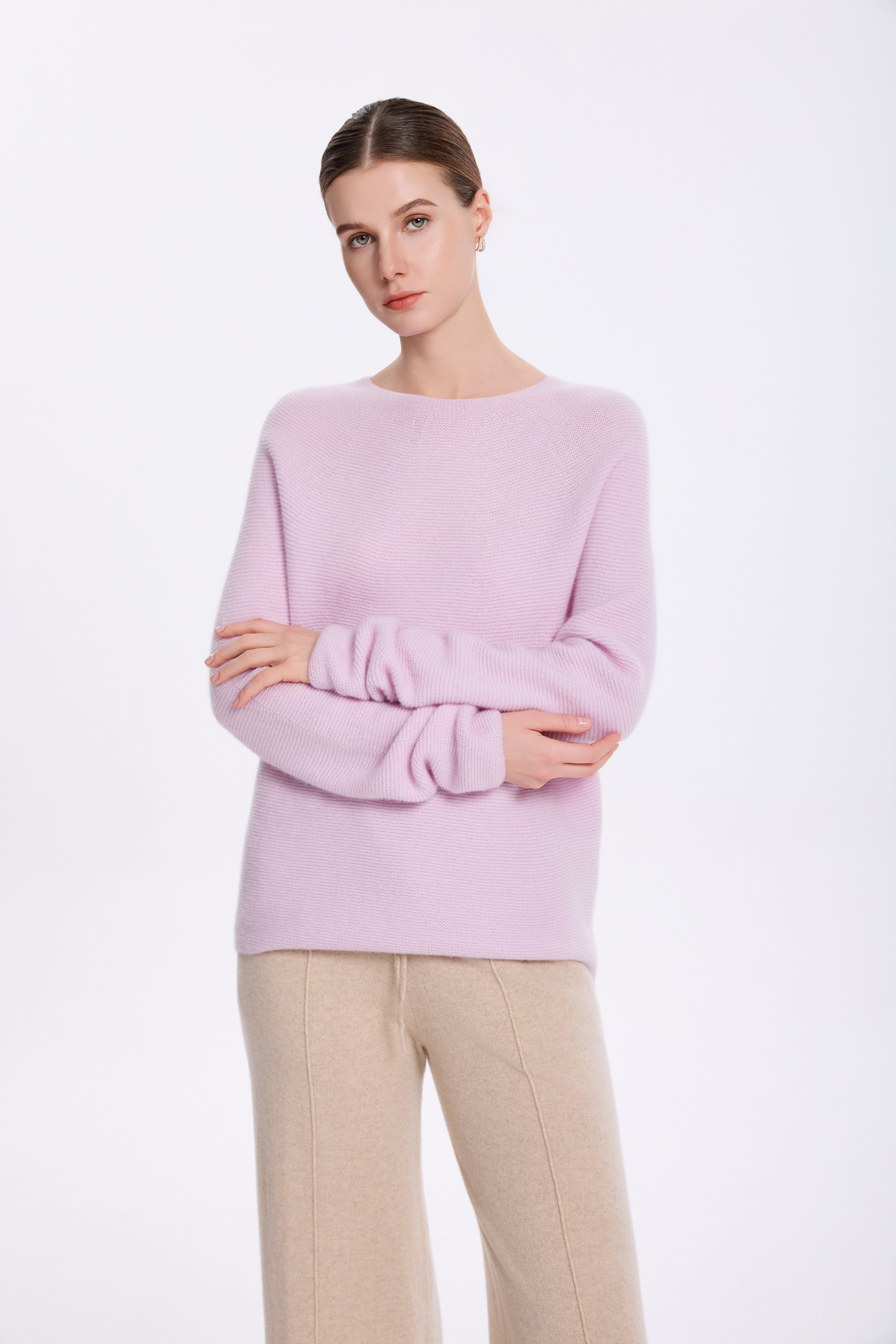 100% Pure Cashmere Seed-Stitch Sweater