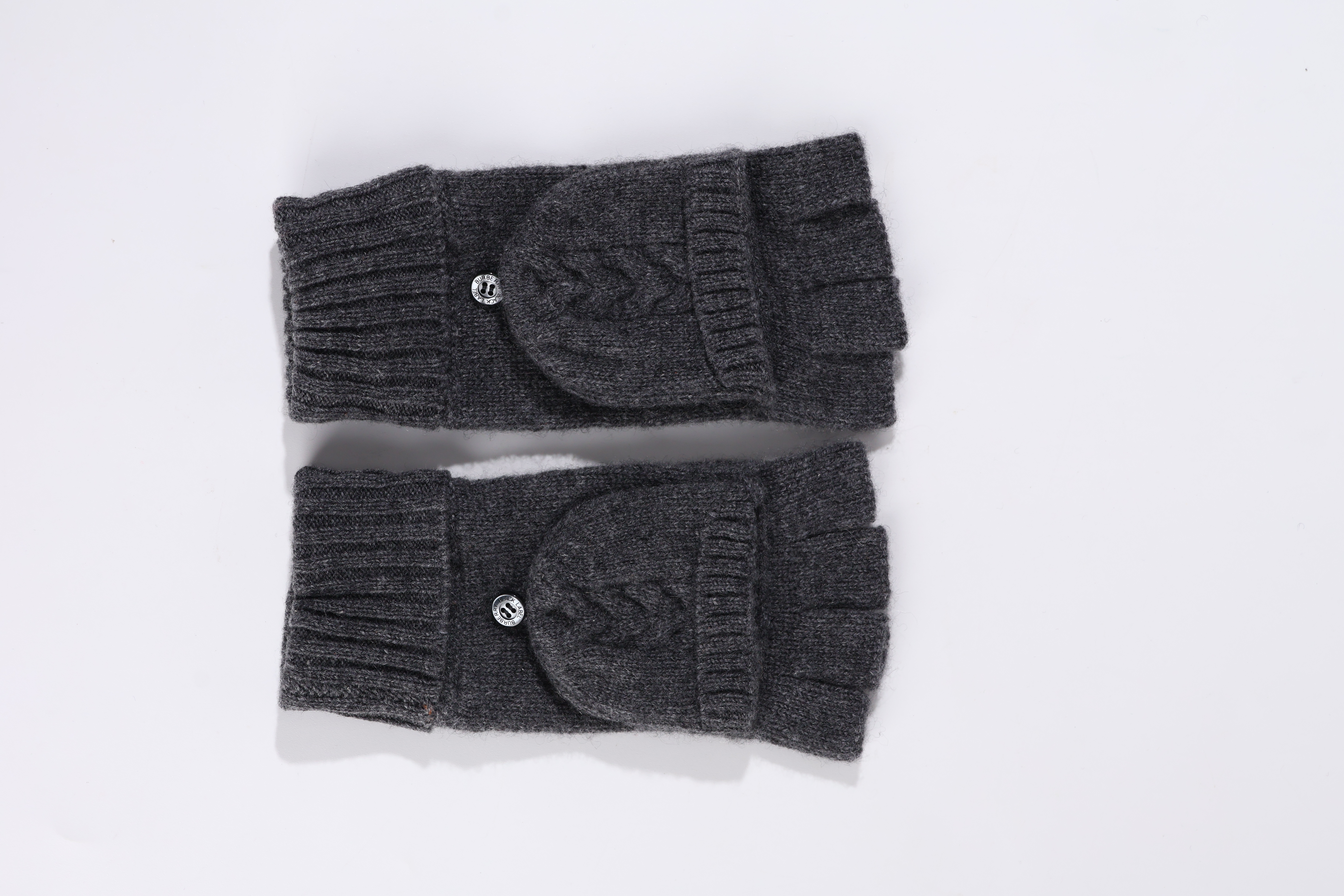 100% Pure Cashmere Convertible Fingerless Mittens in Deep Charcoal