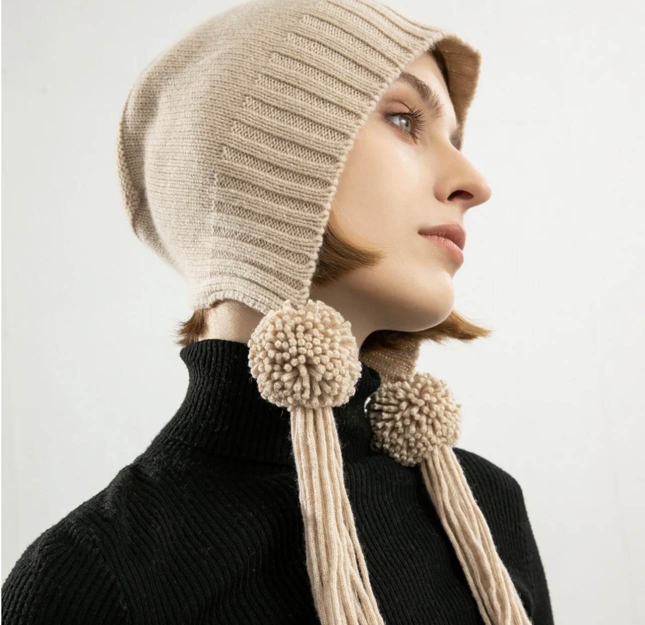100% Pure Cashmere Oatmeal Bonnet Hat