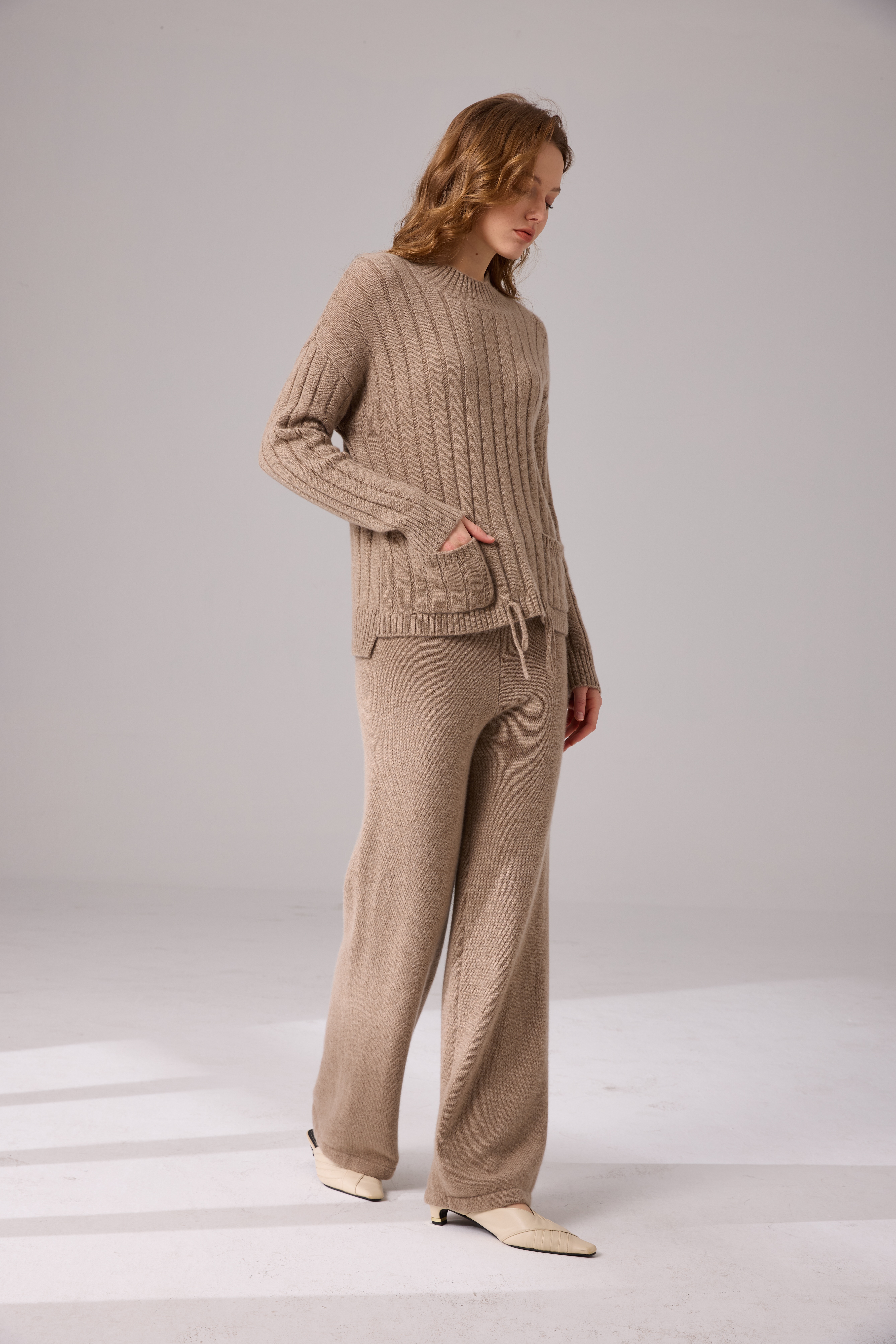 100% Pure Cashmere Heavyweight Wide Straight-Leg Pants