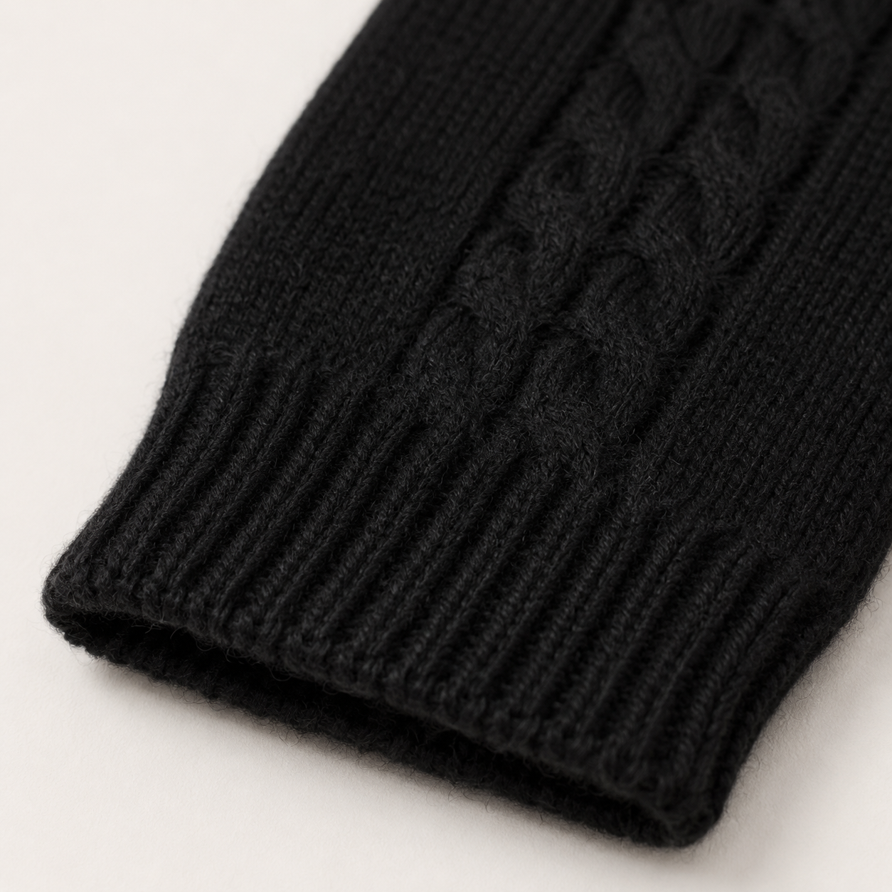 100% Pure Cashmere Fingerless Gloves with Cable Knit Detail