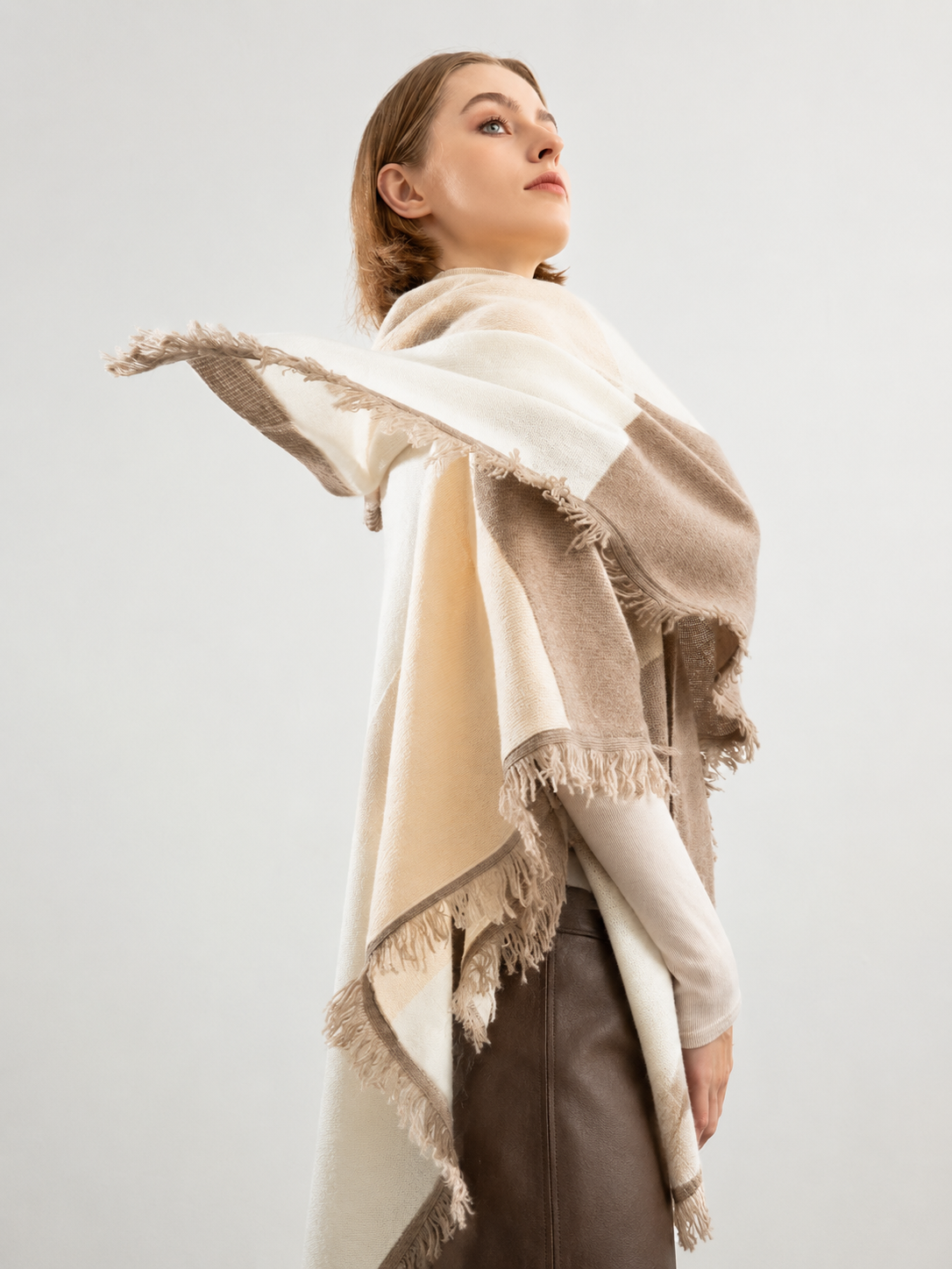 100% Pure Cashmere Colour Block Shawl Scarf