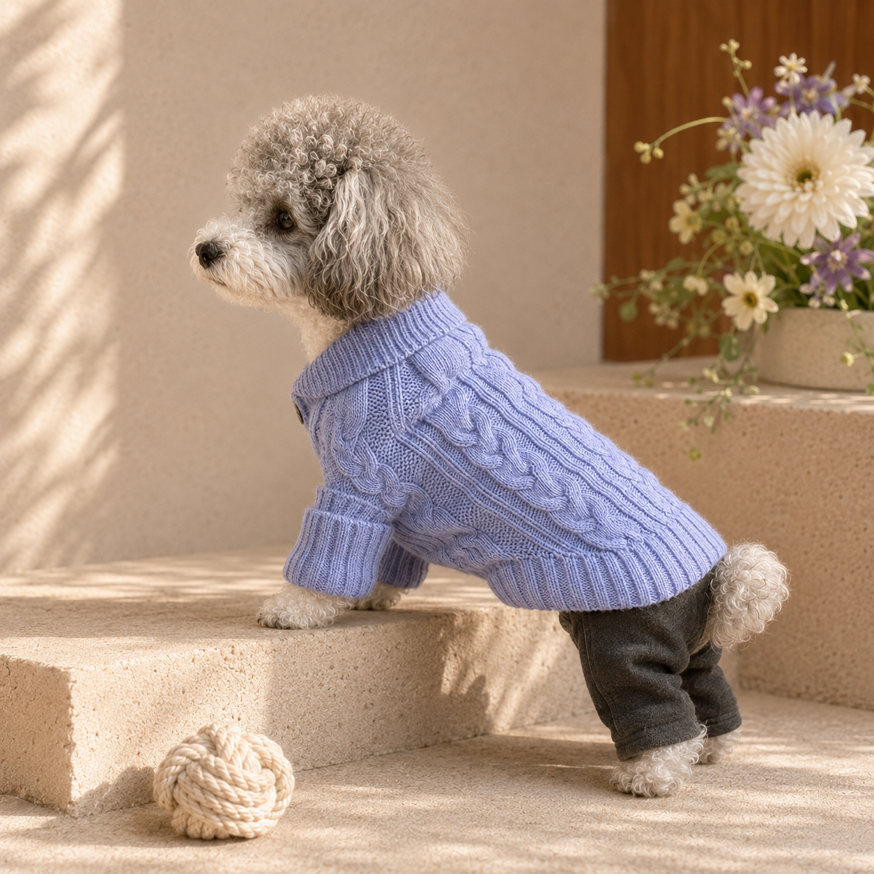 100% Pure Cashmere Cable Knit Dog Sweater