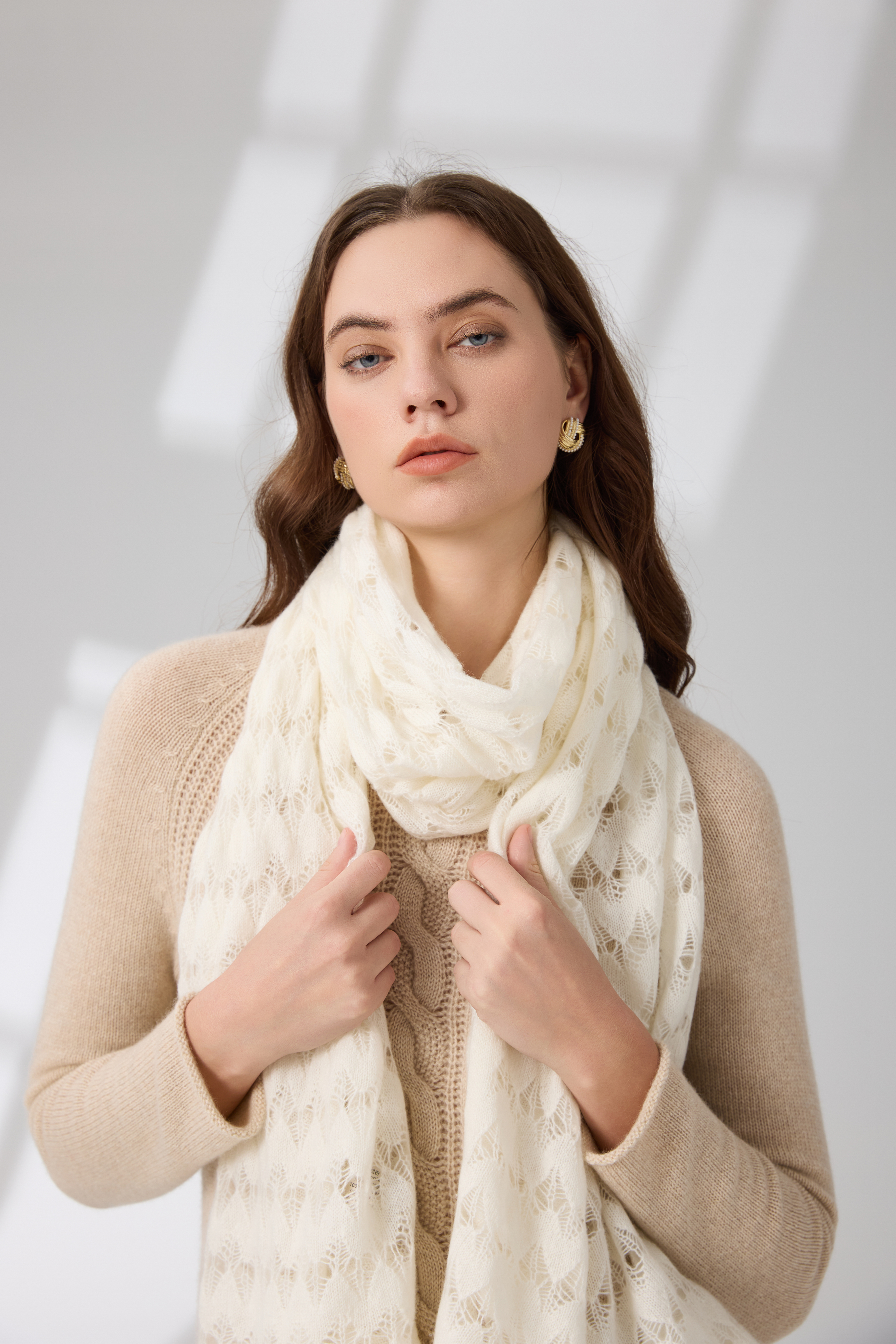 100% Pure Cashmere Openwork Scarf Shawl