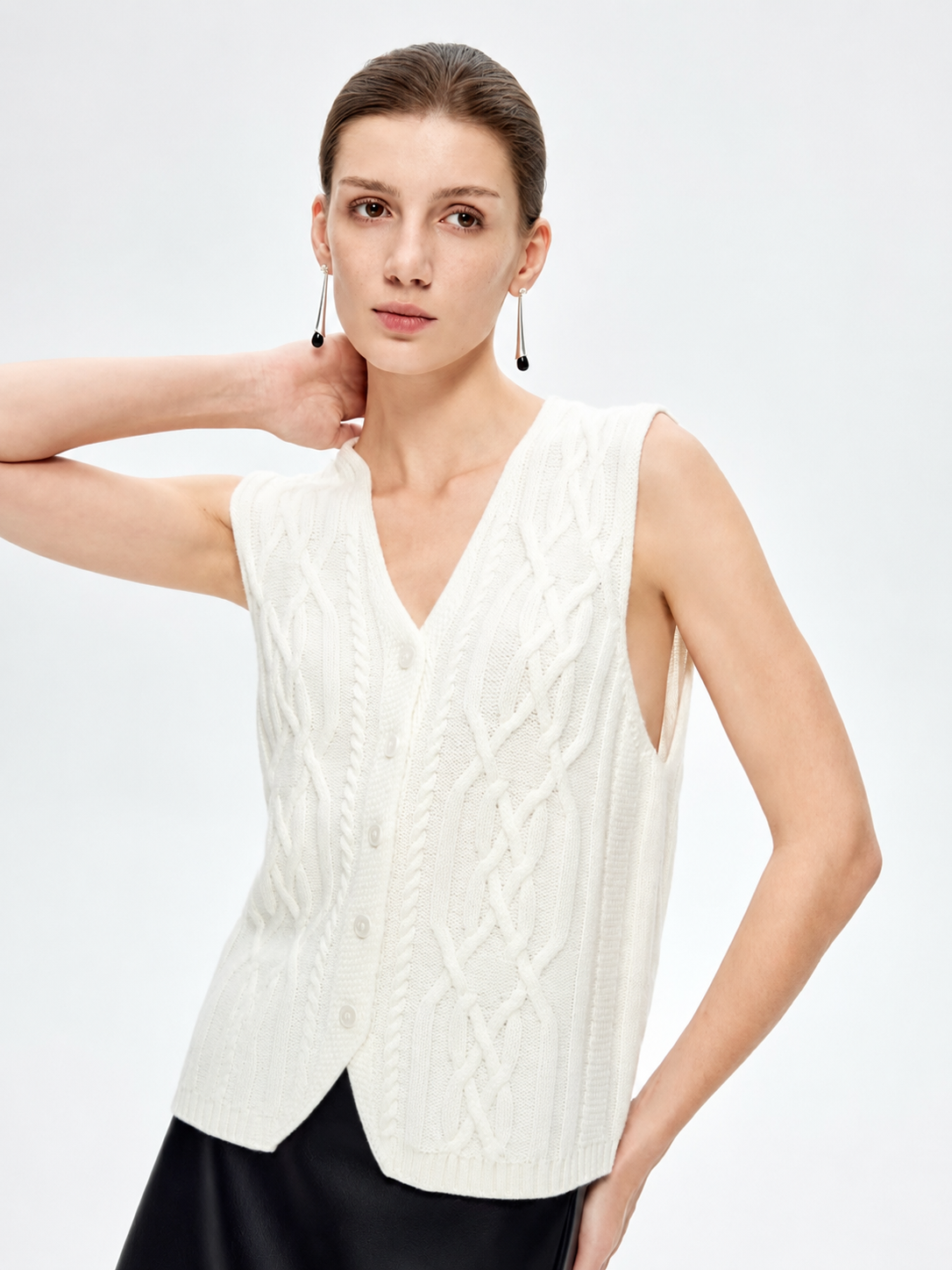 100% Pure Cashmere Cable Knit Vest | Thickened V-Neck Old Money Style