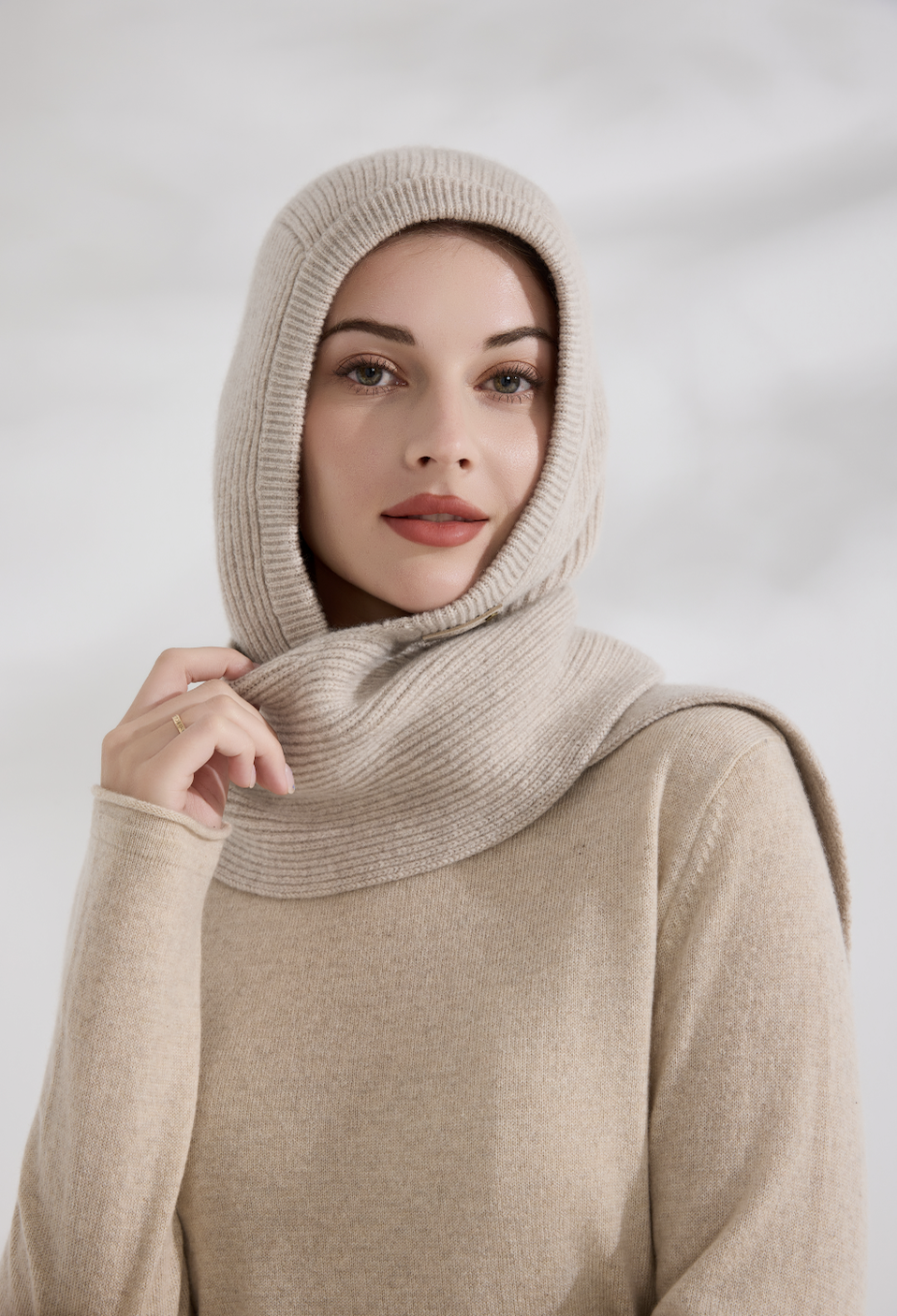 100% Pure Cashmere Multifunction Hooded Scarf Wrap