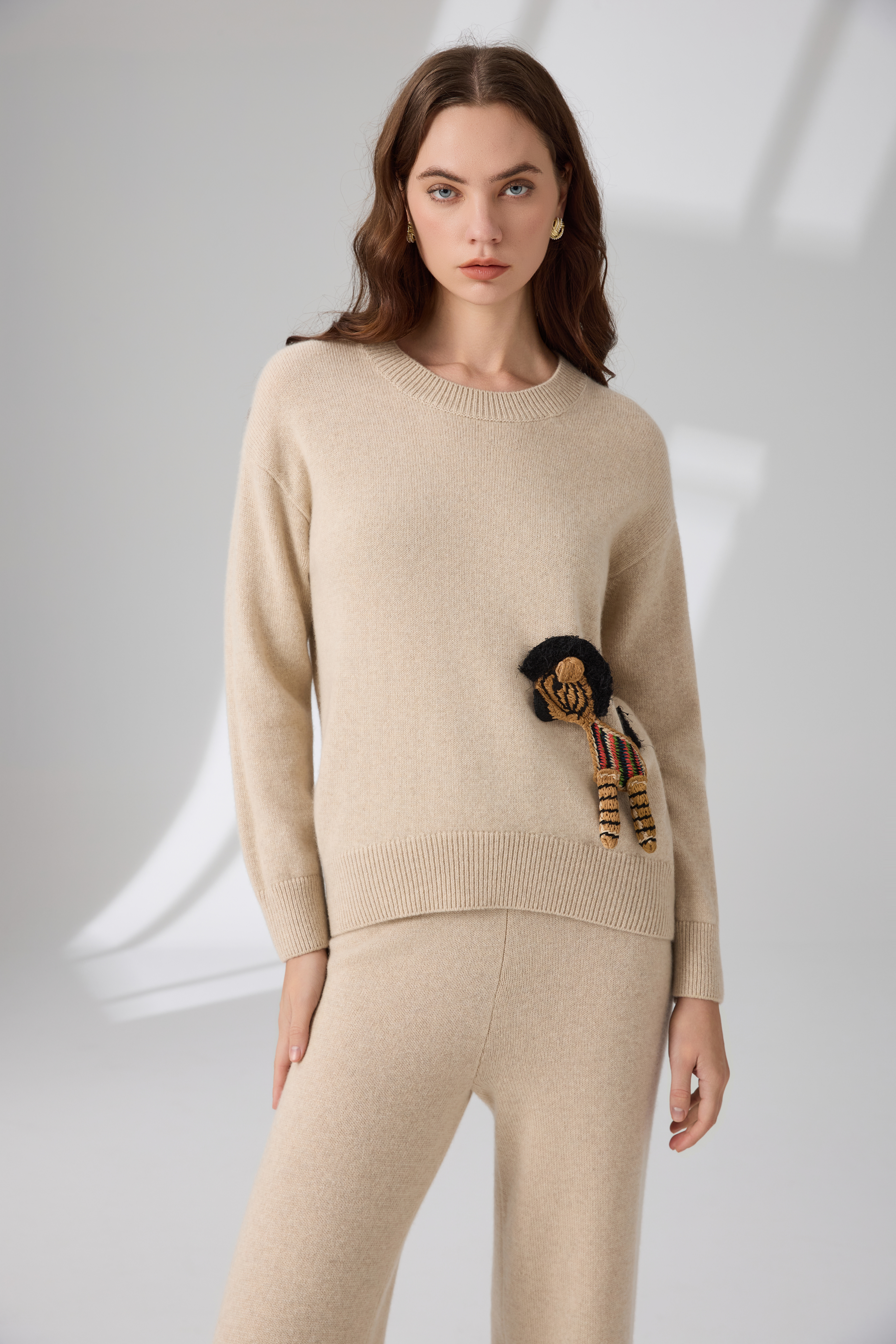 100% Pure Cashmere Hand-Embroidered Pony Sweater