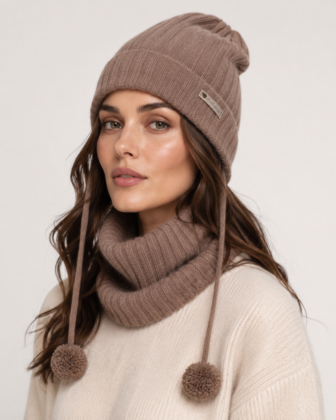 100% Pure Cashmere Multi-Way Ribbed Beanie Neck Warmer