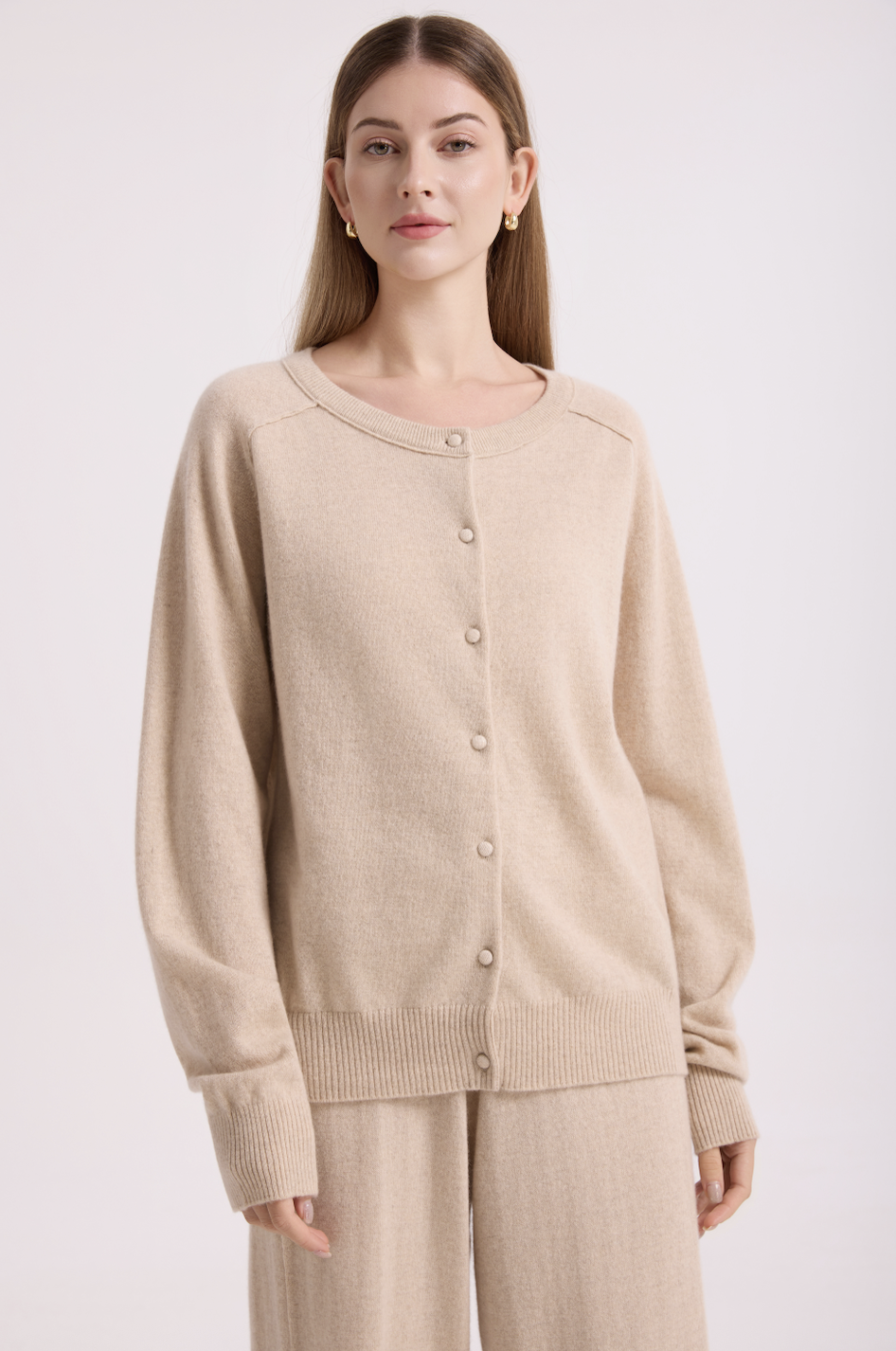 100% Pure Cashmere Relaxed Button Cardigan