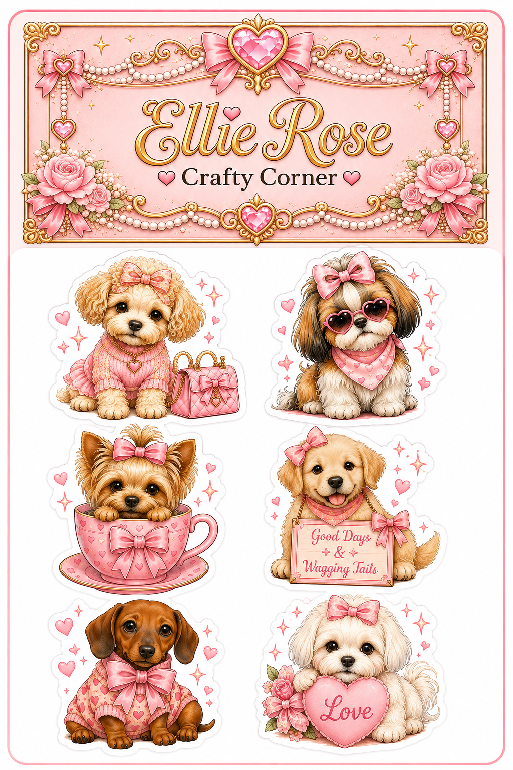 Cute Puppy Sticker Set
