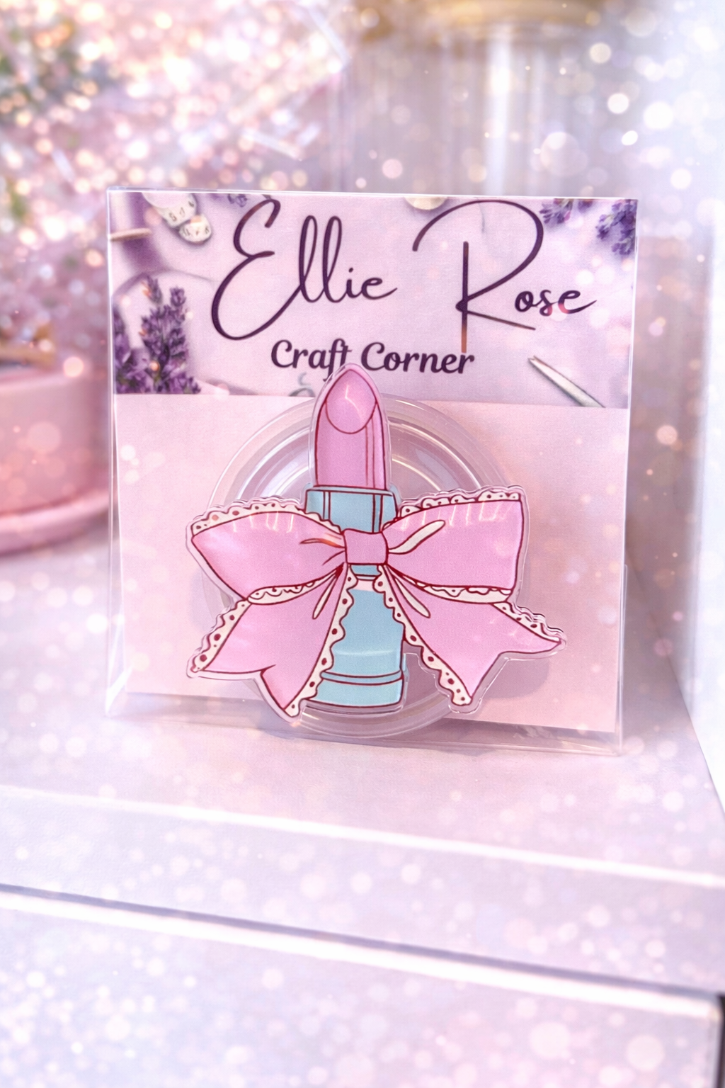 Cute Lipstick Bow Cell Phone Pop Grip (Non-Magnetic)