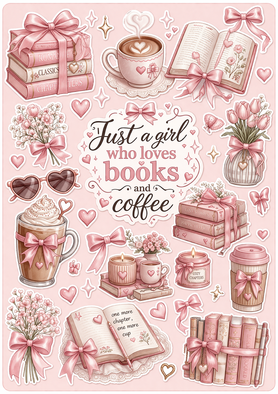 Book & Coffee Lovers Sticker Set
