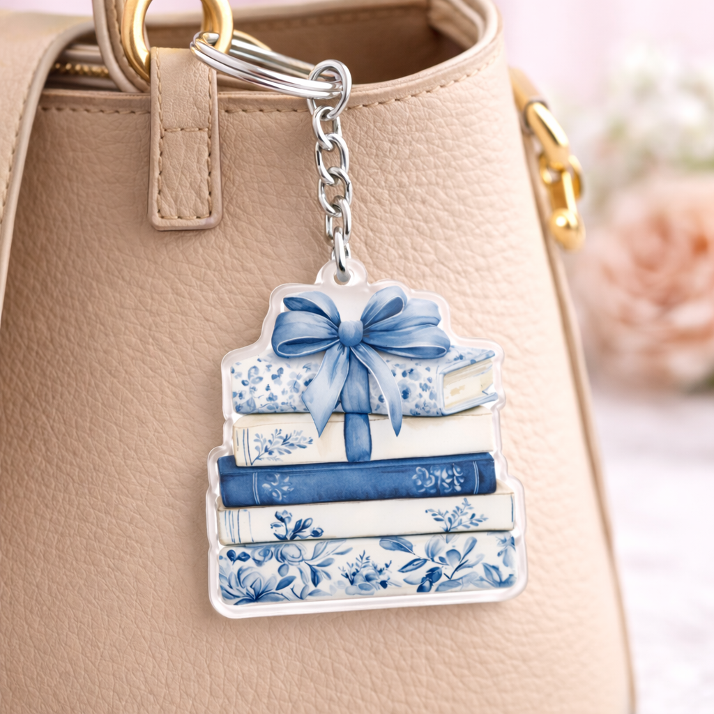 Blue Book Stack Keychain