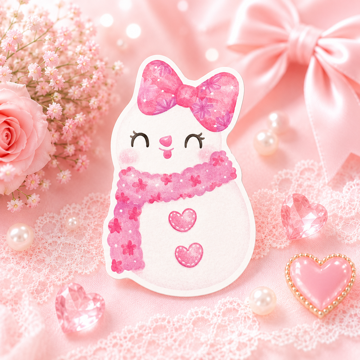 Cute Kitty Snowman Sticker