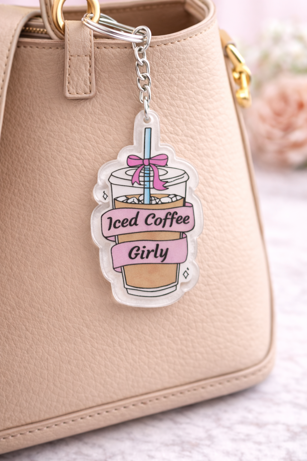 Iced Coffee Girly Keychain