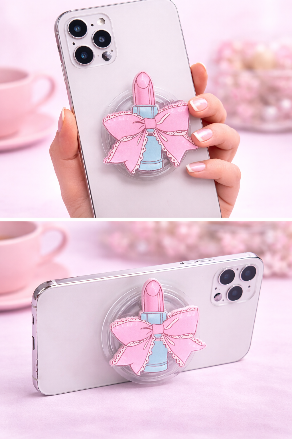 Cute Lipstick Bow Cell Phone Pop Grip (Non-Magnetic)