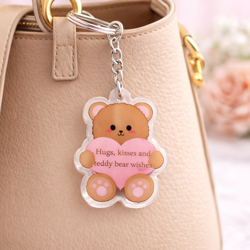 Teddy Bear Heart Keychain
