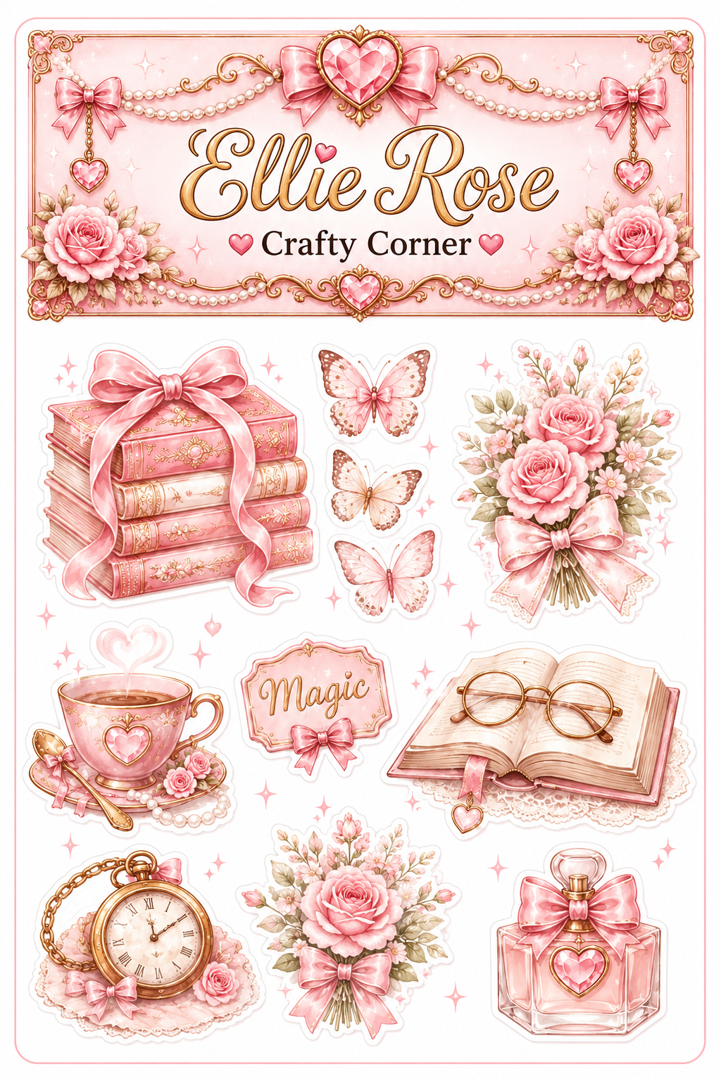 Ellie Rose Vintage Crafty Sticker Set