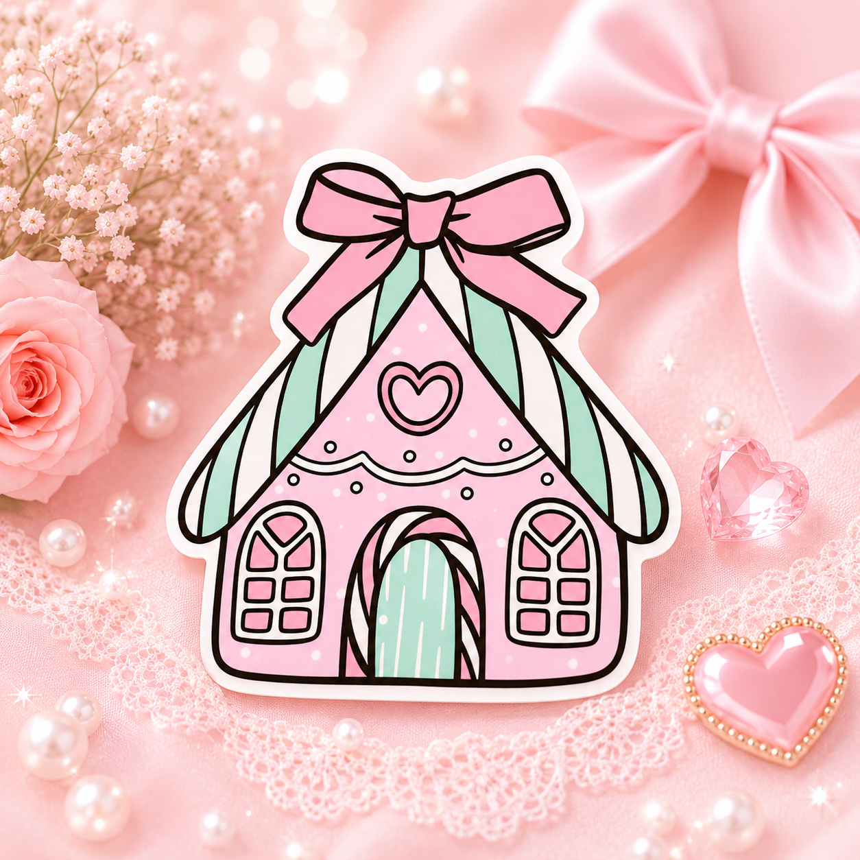 Kawaii Gingerbread House Sticker