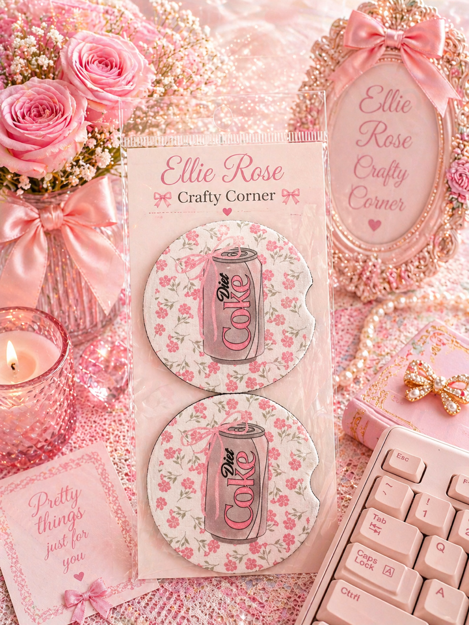 Floral Car Coaster Set