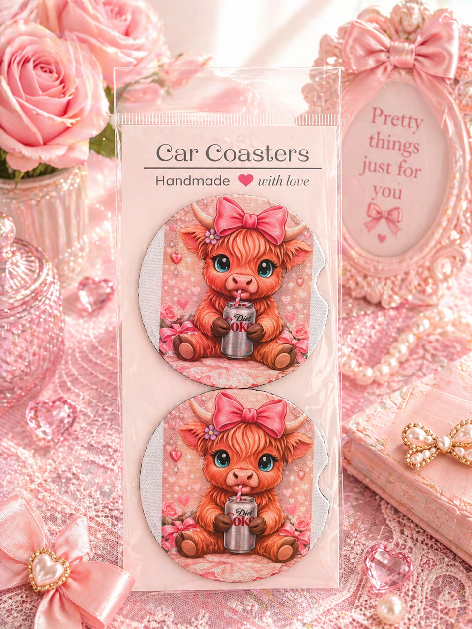 Cute Cow Car Coasters