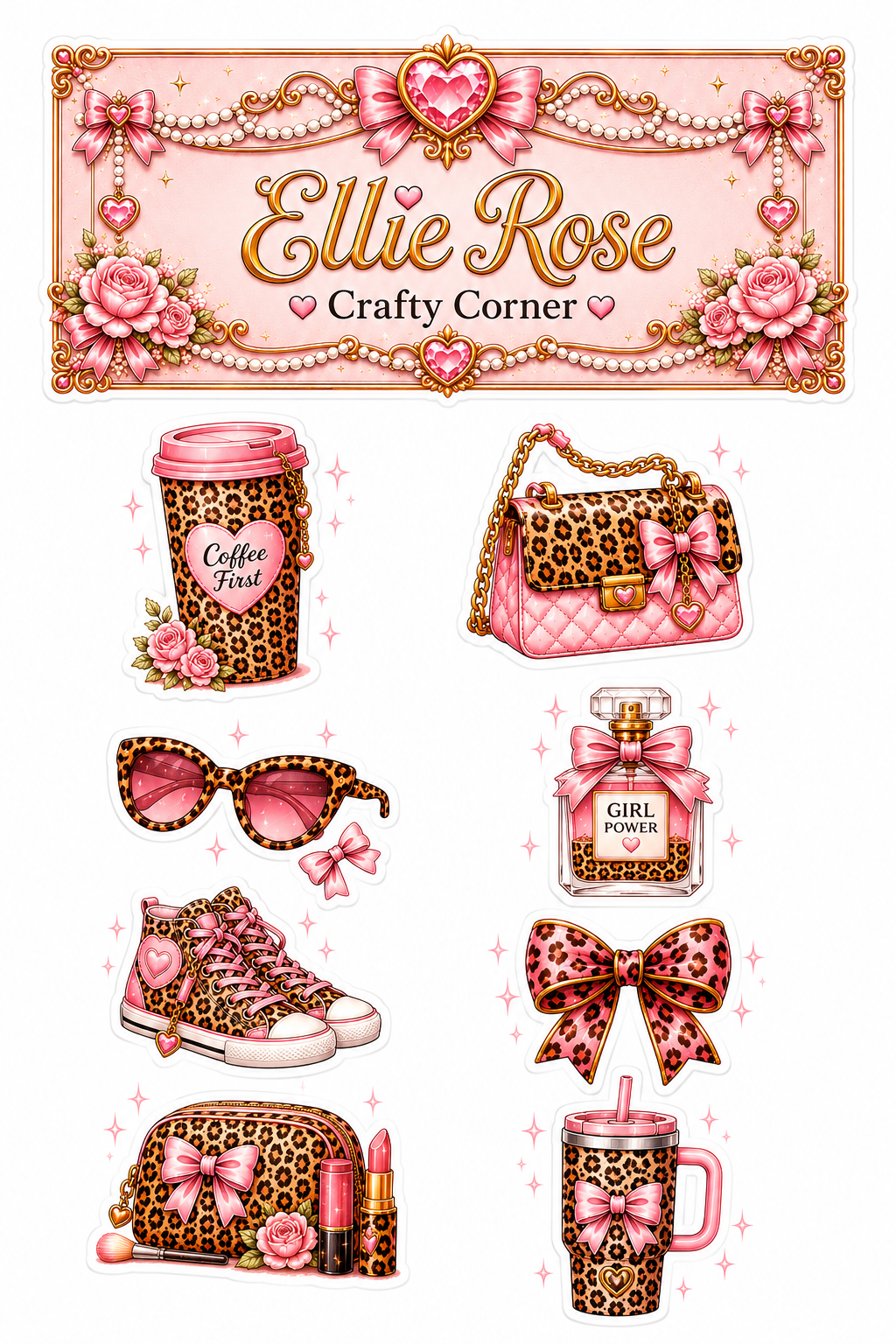 Cheetah Print Glam Fashion Sticker Set