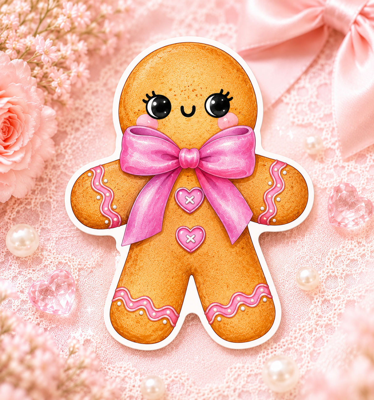 Cute Gingerbread Girl Cookie Sticker