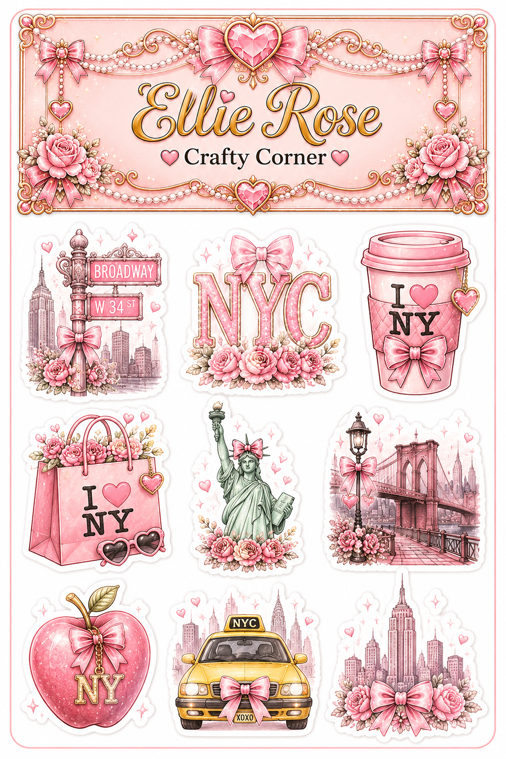 NYC Pink Sticker Set