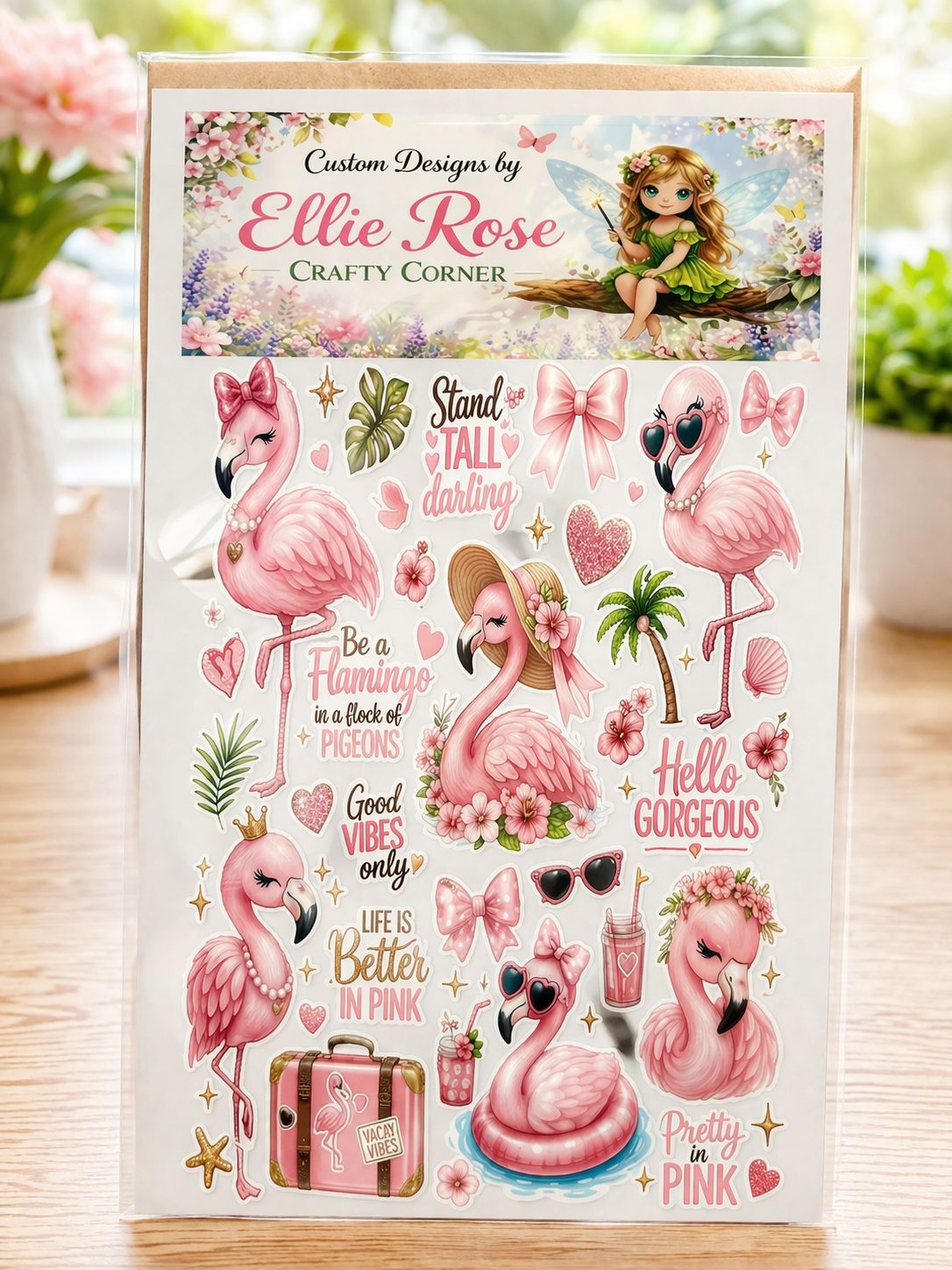 Flamingo-Themed Sticker Sheet
