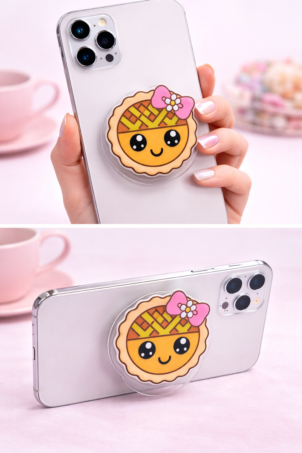 Cute Pie with Pink Bow  Cell Phone Pop Grip (Non-Magnetic)