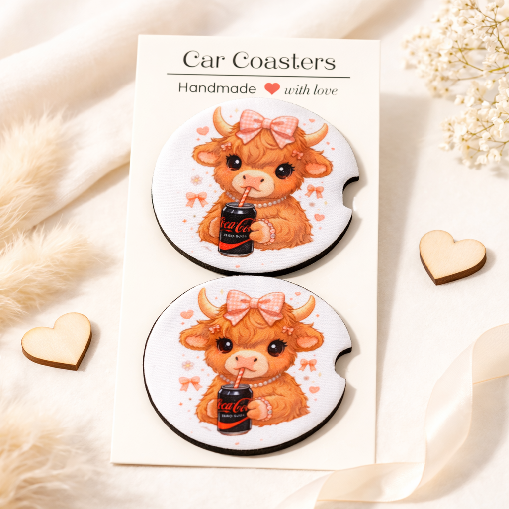 Cute Cow Car Coasters